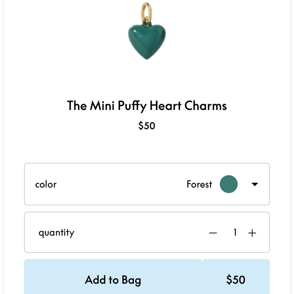 Roxanne Assoulin The Mini Puffy Heart Charm - Forest - Picture 3 of 3